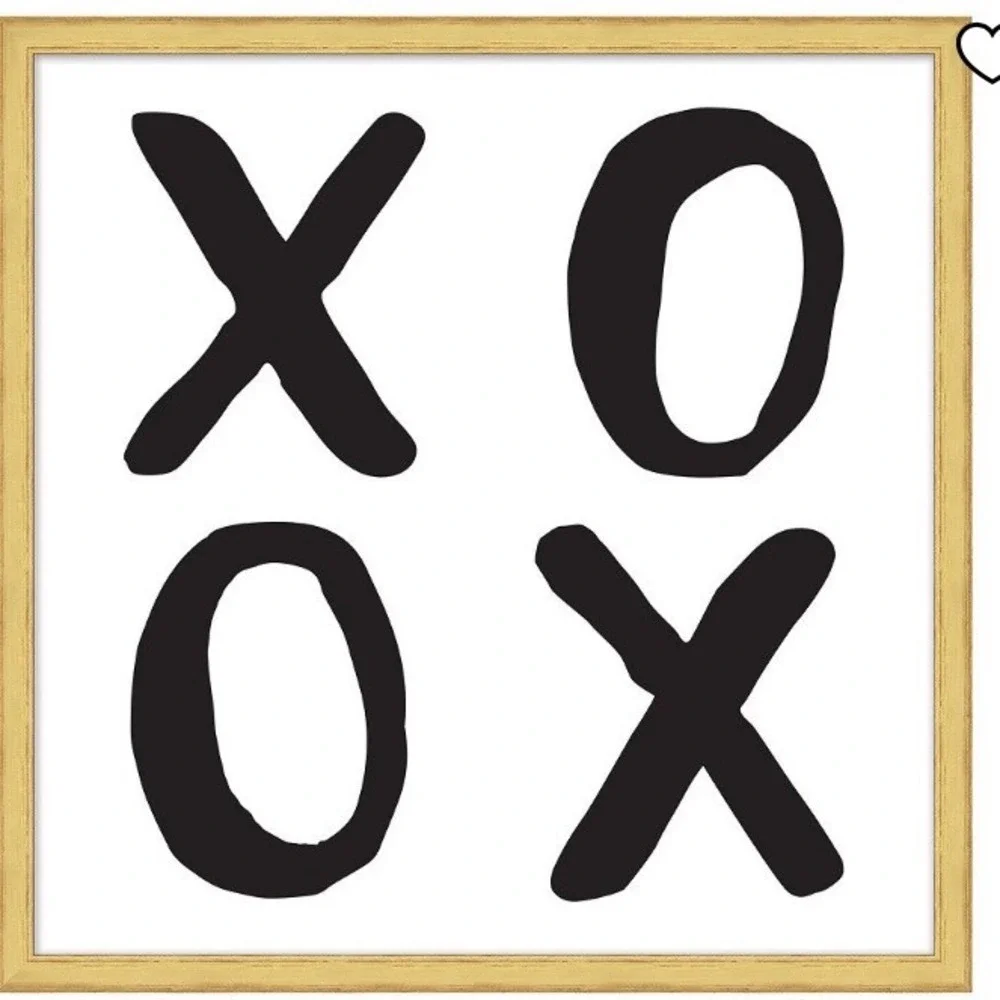 Pottery Barn Teen XOXO Framed Art Set of 2 Gold Frame Black White Wall‎ Decor
